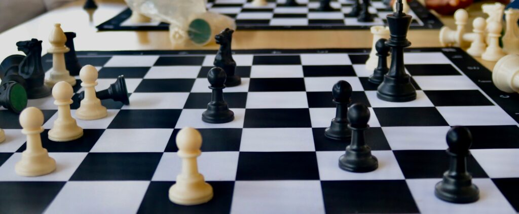 Chess pieces mid game