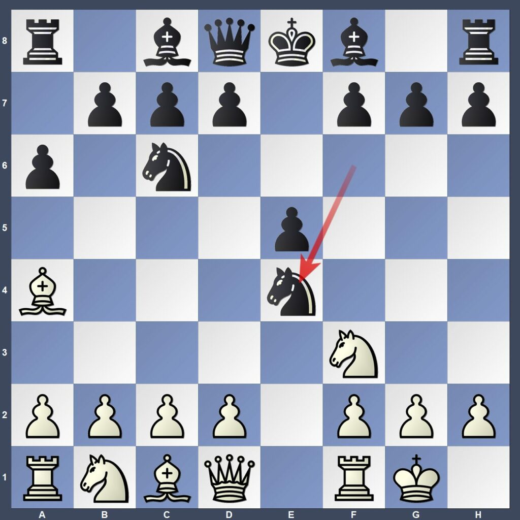 Black attacking e4 with his knight