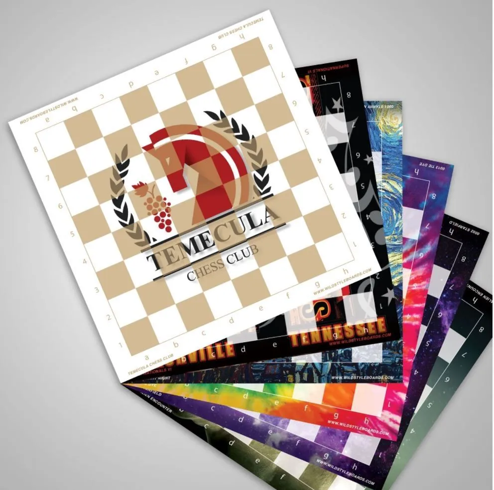 Collection of custom printed vinyl chessboards from House of Staunton’s collection